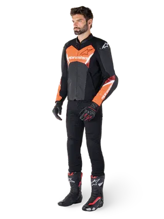Alpinestars Faster V3 Airflow Leather Jacket – Black/Red Fluo Premium Motorcycle Gear