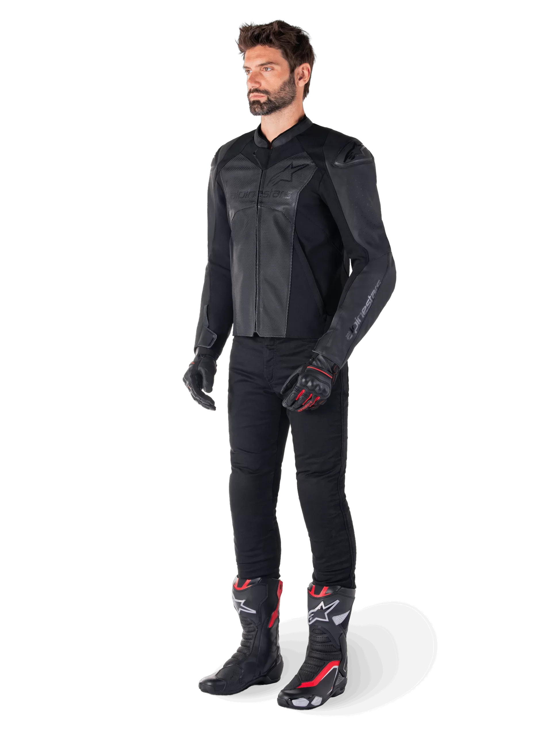Alpinestars Faster V3 Airflow Leather Jacket – Black/Black Premium Motorcycle Gear