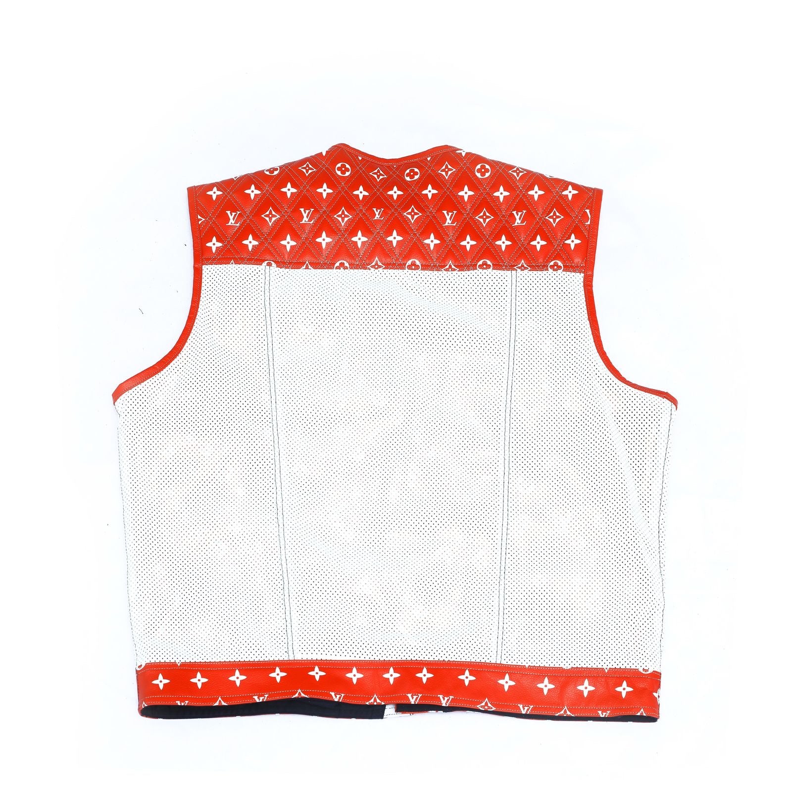 Lo*uis Vuit**n
Red & White perforated Leather Vest - LEATHER CHAPTER