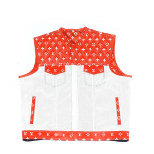 Lo*uis Vuit**n
Red & White perforated Leather Vest - LEATHER CHAPTER