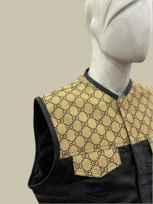Men’s Luxury G*cci Leather Biker Vest Designer Pattern & Quilted Finish - LEATHER CHAPTER