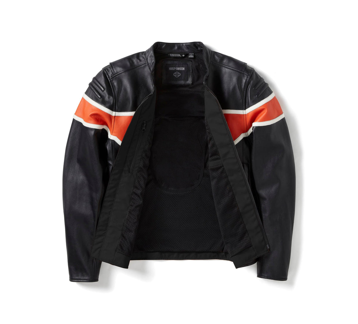 Ha**ey Da**on Black & Orange Genuine Leather Biker Jacket