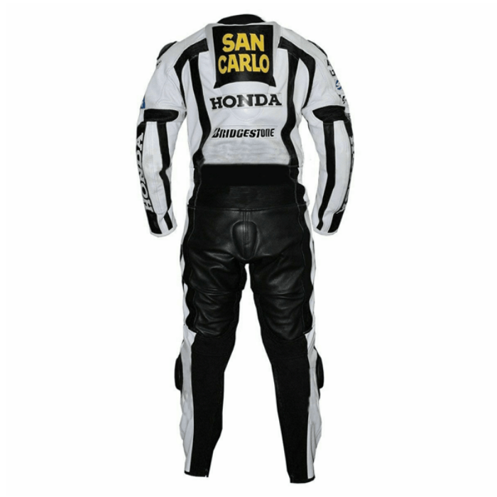 Honda Racing SAN CARLO Motorcycle Riding Gear Genuine Cowhide Leather Suit