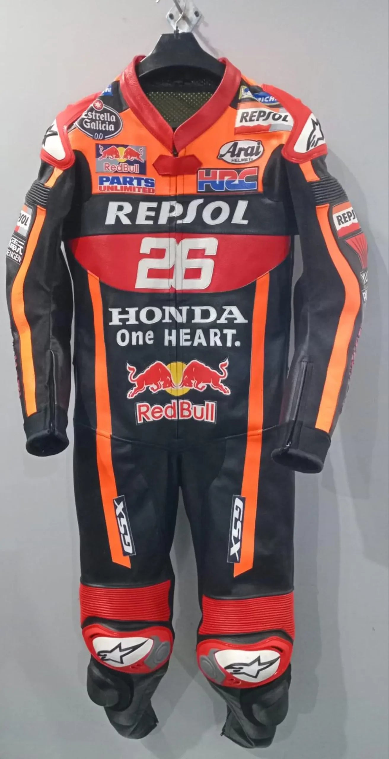 Honda Repsol Motorcycle Riding Gear Genuine Cowhide Leather Biker Suit