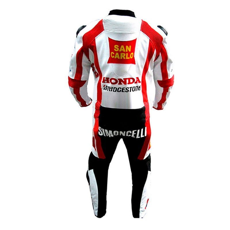 Honda Racing Motorcycle CE Approved Armors Genuine Cowhide Leather Biker Suit