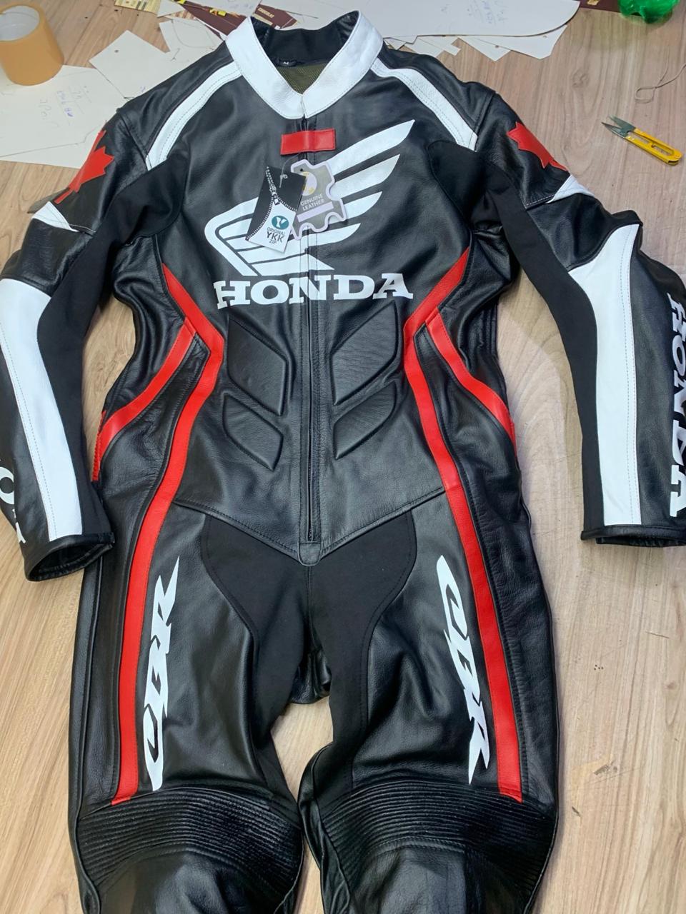 Honda Racing Leather Motorcycle Riding Gear Cowhide Leather Biker Suit