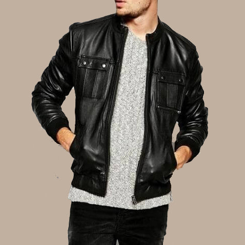Best Real Black Leather Bomber Jacket Mens