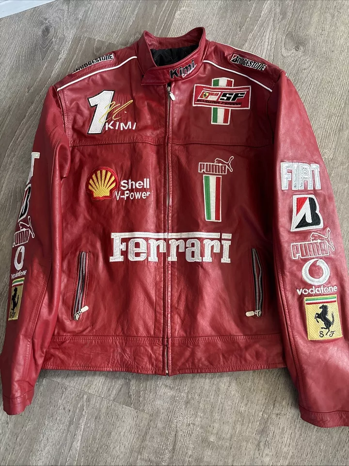 Ferrari F1 Racing Red Motorcycle Riding Gear – Cowhide Leather Biker Jacket - LEATHER CHAPTER