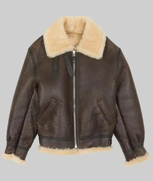 Men's Brown Shearling Fur Leather Jacket, B3 Bomber RAF Style Jacket, Real Sheepskin Leather Jacket, Aviator Leather Jacket, Gift For Him - LEATHER CHAPTER