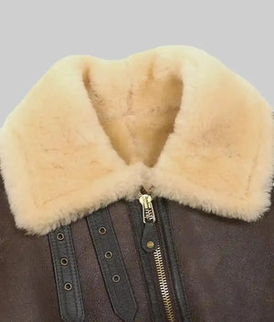 Men's Brown Shearling Fur Leather Jacket, B3 Bomber RAF Style Jacket, Real Sheepskin Leather Jacket, Aviator Leather Jacket, Gift For Him - LEATHER CHAPTER