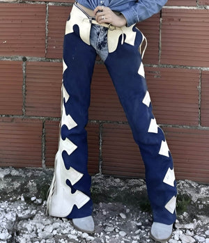Handmade Cowgirl Chap Buck Skin Suede Blue Leather Pant Rodeo Chap Western Leather Chap Suede Horse Gifts For Her , Gifts For Women - LEATHER CHAPTER