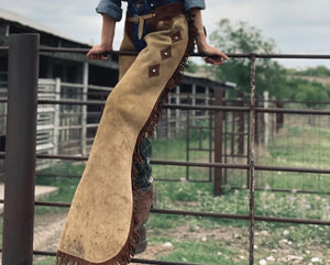Handmade Cowgirl Chap Buck Skin Suede Leather Pant Rodeo Chap Western Leather Chap Suede Gifts For Her , Gifts For Women - LEATHER CHAPTER