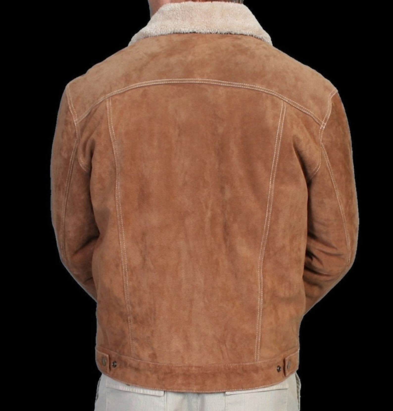 Men Traditional Western Jacket Men Western Fur Jean Jacket - Aztec Trim Suede Jacket - Brown Rode Countryside Fashion Jacket , Gifts For Him - LEATHER CHAPTER