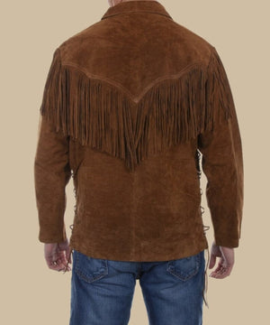 Handmade Western Jacket Real Suede Leather Western Cowboy - Mountain Men Leather Jacket Vintage Apparel Rodeo Shirt - Cowboy Hunter Gifts - LEATHER CHAPTER