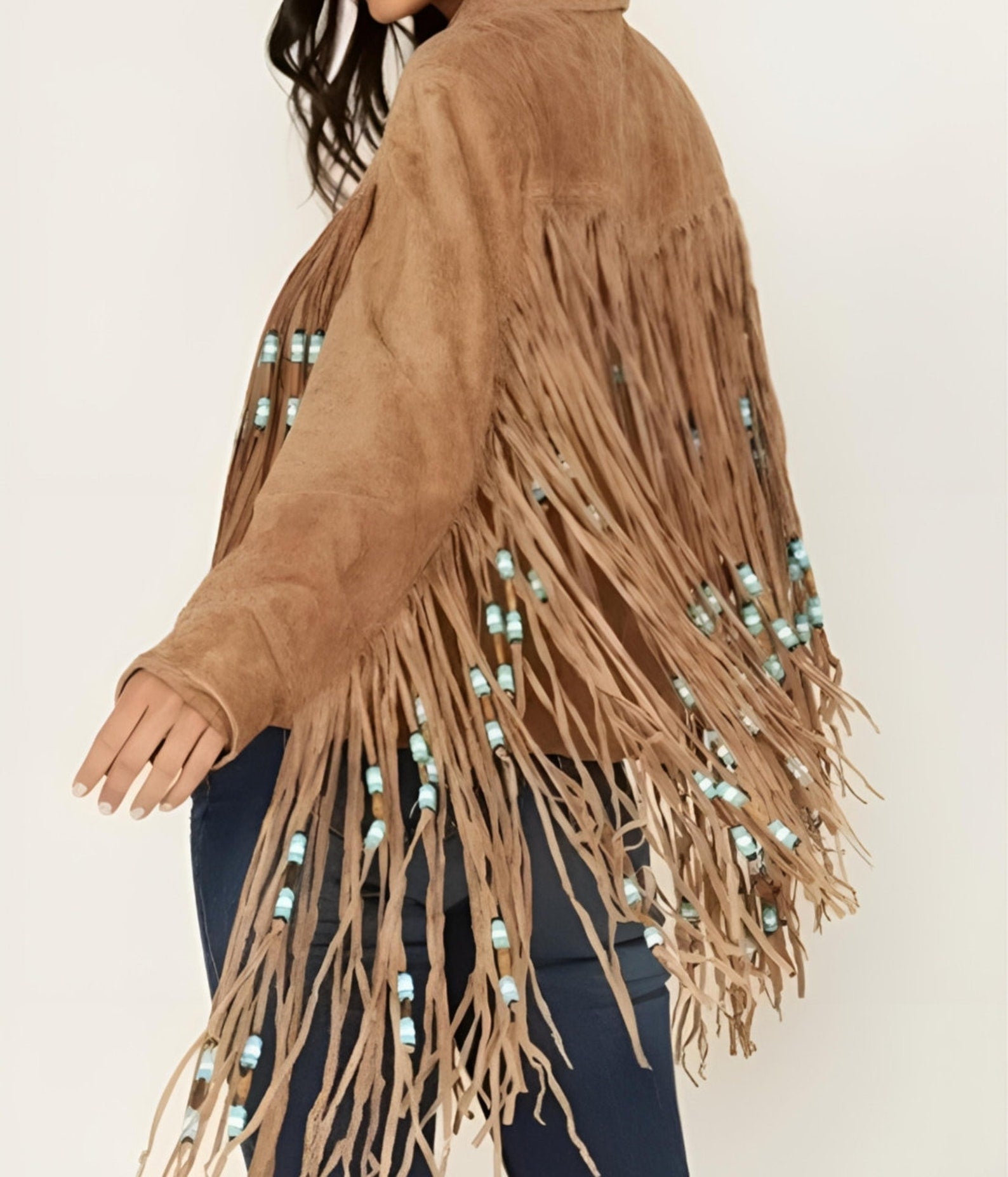 Fringe Suede Women's Jacket , Beaded Fringes Western Vintage Jacket Ladies Leather Jacket, Genuine Suede Leather, Western Jacket, Gifts - LEATHER CHAPTER