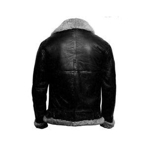Men's New Real Leather Aviator Bomber Jacket RAF Aviator Genuine Leather Shearling Handmade Flight Fur Brown & Gray Bomber Jacket - LEATHER CHAPTER