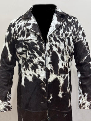 Stylish Hair on Hide Leather Coat Long Winter Jacket Handcrafted Cowhide Fur Coat - LEATHER CHAPTER