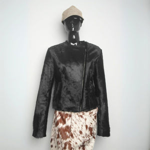 Western Cowhide Hair on Hide Jacket Collarless Women's Cowgirl Style Hair on Leather Cowgirl Jacket - Women's Western Wear Fashion - LEATHER CHAPTER