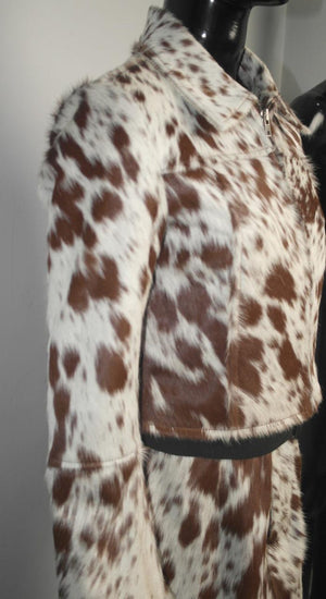 Western Cowhide Skirt and Jacket Set Cowgirl Chic Outfit Hair on Hide Cowgirl Clothing Western Style Elegance Complete Outfit Rustic Charm - LEATHER CHAPTER