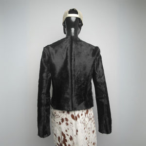 Western Cowhide Hair on Hide Jacket Collarless Women's Cowgirl Style Hair on Leather Cowgirl Jacket - Women's Western Wear Fashion - LEATHER CHAPTER