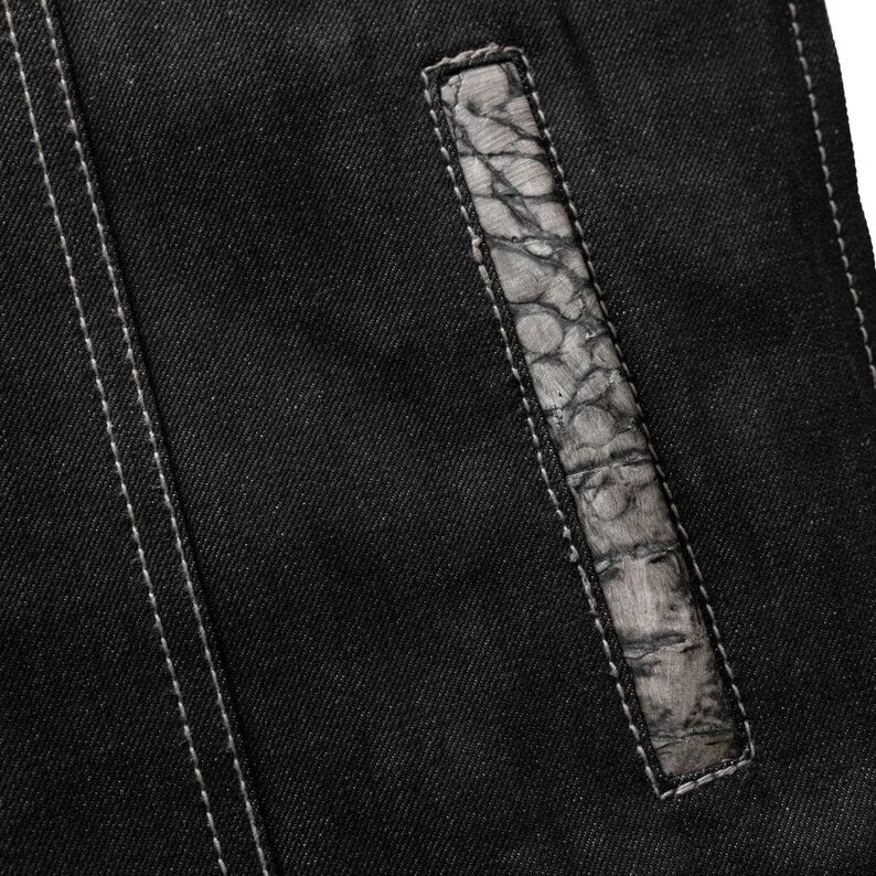 Leather Vest, Crocodile Plated Leather Grey Wax Motorcycle Men's Vest Denim Vest Black Vest - LEATHER CHAPTER