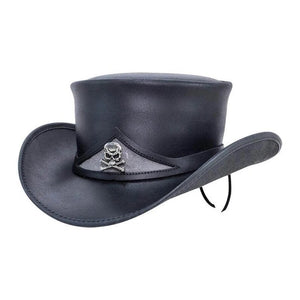 Pale Rider Skull top hat leather hat leather top hat gothic top hat men's top hat steampunk top hat custom top hat - LEATHER CHAPTER