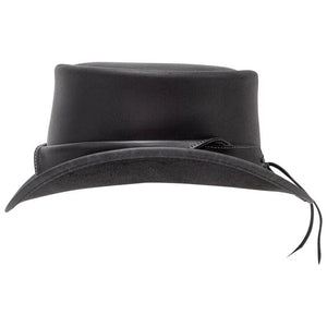 Marlow Collar Style Steampunk Black Leather Top hat Biker Motorcycle Rider Gothic Hat - LEATHER CHAPTER