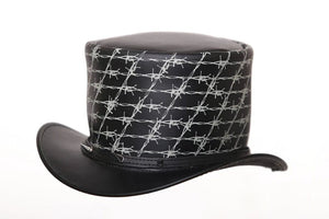 Top Hat Razor Wire Leather Top hat Spikes,Steampunk Top Hat,Gothic Top hat,Custom Leather Hat - LEATHER CHAPTER