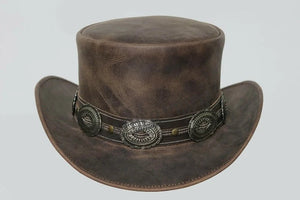 Top Hat-Pale Rider Distress Brown Leather hat,Leather Top Hat, Gothic Top Hat, Men's Top Hat, Steampunk Top Hat, Custom Top Hat - LEATHER CHAPTER