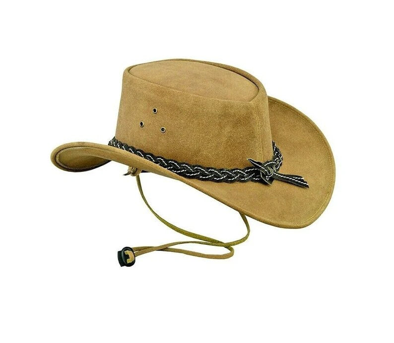 Top Hat SteamPunk Brown Leather Top Hat w/Buffalo Motorcycle Rider Biker - LEATHER CHAPTER