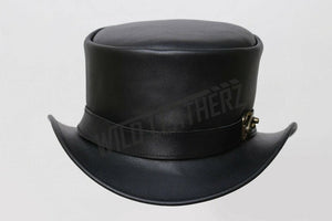 hand Made Classic Leather Black Steampunk Side Hook Buckle Lock Band Top Hat Corset Gothic - LEATHER CHAPTER