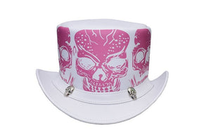 Top Hat Leather White Top Hat Steampunk Hat Gothic hat Victorian Hat Biker Hat Halloween Hat Halloween Costumes Halloween gifts - LEATHER CHAPTER