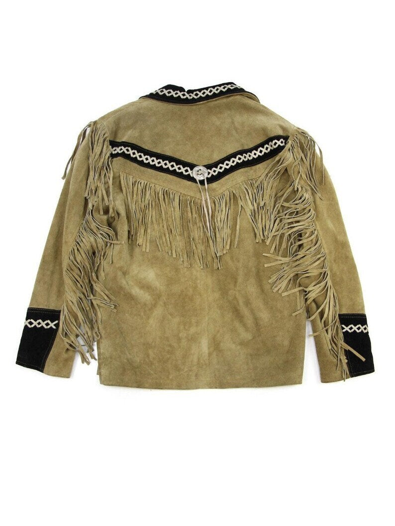 Leather jacket Men's Traditional Native Suede Leather Western Jacket Braided Fringes Country Side Red Indian Western Wear - LEATHER CHAPTER