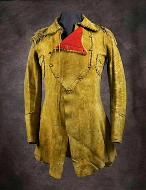 Men's Native American Handmade Rare Buckskin Leather Jacket Coat War Shirt Brand New Western Jacket - LEATHER CHAPTER