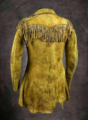 Men's Native American Handmade Rare Buckskin Leather Jacket Coat War Shirt Brand New Western Jacket - LEATHER CHAPTER