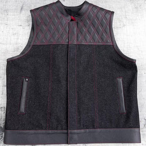 Leather Vest ,Mens Hunt Club Diamond Quilted Black Paisley Leather Build Denim Style Rider Motorcycle Leather Vest ,Men Vest Gifts For Men - LEATHER CHAPTER