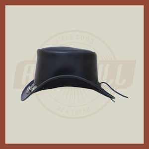 Skull And Chain band Motorcycle Biker Rider Leather Black Steampunk Top Hat - LEATHER CHAPTER