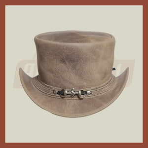 Crazy Horse Leather Horse Bit Band Classic Riding Top Hat Vintage Style - LEATHER CHAPTER