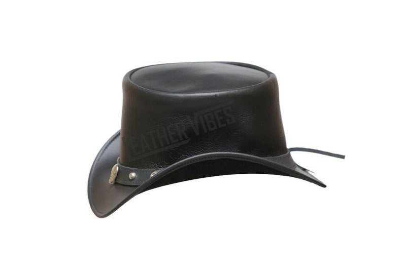 Skull and Studd Band Real Leather Steampunk Top Hat Motorcycle Rider Biker - LEATHER CHAPTER