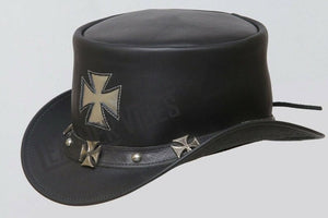Steampunk Chopper Cross Leather Black Motorcycle Top Hat Biker - LEATHER CHAPTER