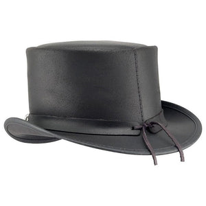 Skulls Chain Band Top Hat Steampunk Hat El Dorado Top Hat Black Steampunk Leather Hat Motorcyclists Hat Biker Hat Voodoo Hatter - LEATHER CHAPTER