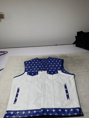 Lo*uis Vuit**n Premium Branded perforated Leather Biker Vest - LEATHER CHAPTER