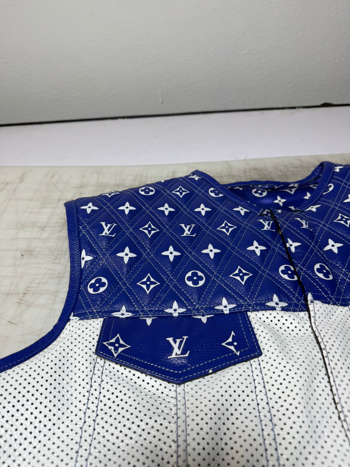 Lo*uis Vuit**n Premium Branded perforated Leather Biker Vest - LEATHER CHAPTER