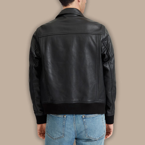 Mens Biker Bomber Leather Jacket