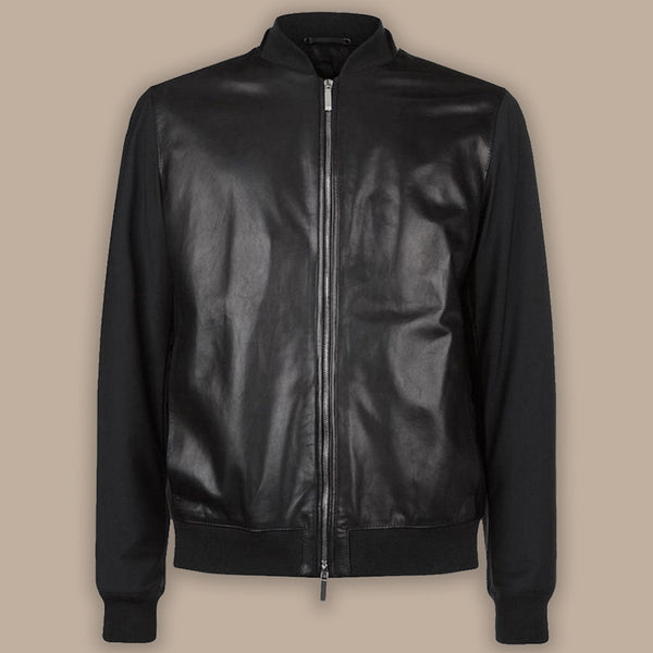 Mens Pure Black Bomber Jacket