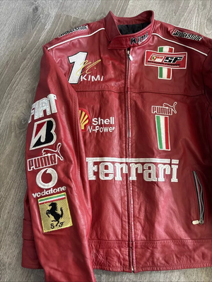 Ferrari F1 Racing Red Motorcycle Riding Gear β Cowhide Leather Biker Jacket - LEATHER CHAPTER