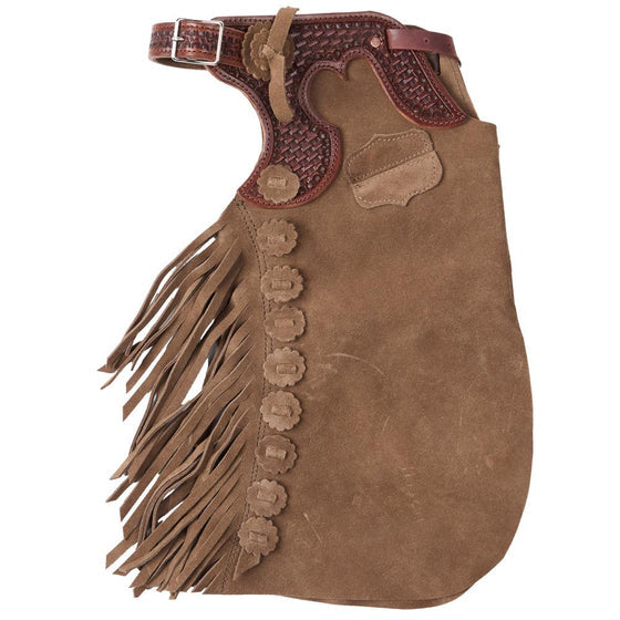 Arrow M Saddlery Tooled Basket Stamp Yoke Saddle Brown 2-3T Youth Chaps