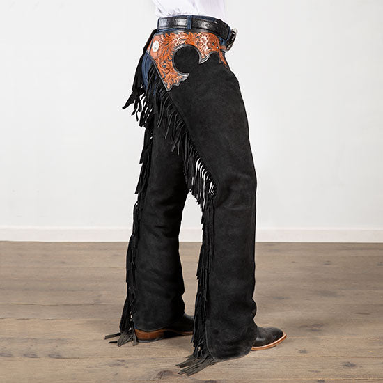 Tough 1 Black Suede Tooled Chaps