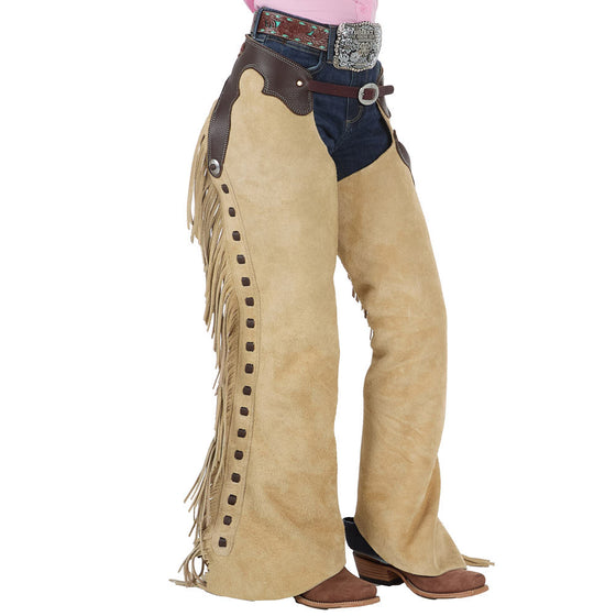 Rockin` Y Saddlery Youth Smooth Out Medium Brown with Chocolate Border Chaps