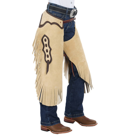Rockin` Y Saddlery Youth Roughout with Chocolate Border Chaps